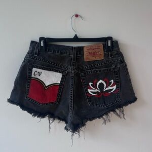 Levi's Black VINTAGE Distressed & Hand painted Jean Shorts